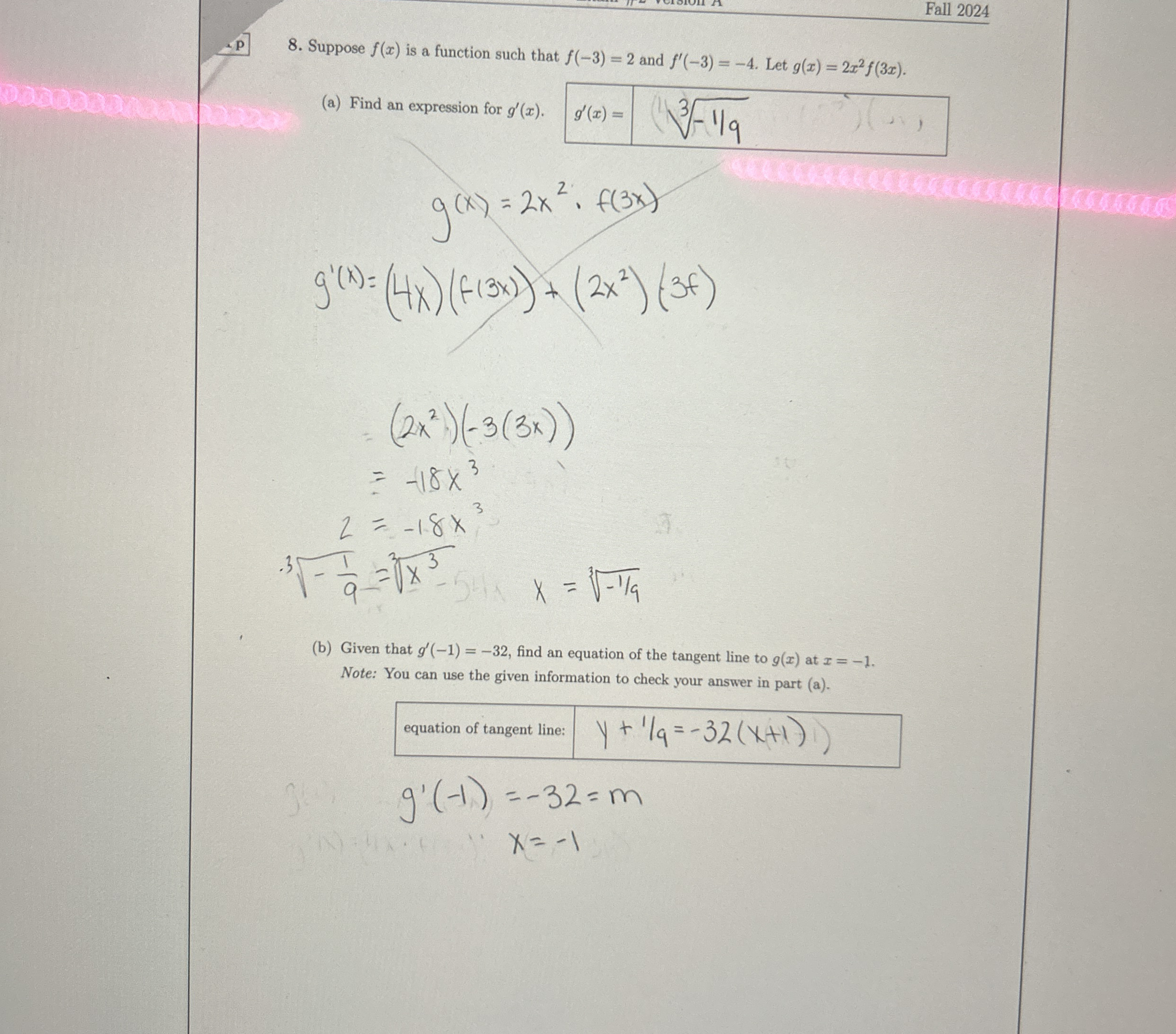 Fall 2 0 2 4 2 . 8 . Suppose f ( x ) is a