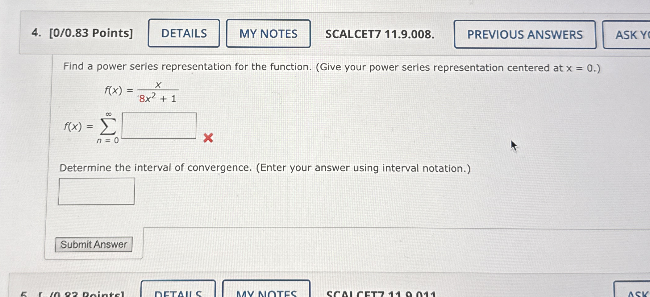 [ 0 / 0 . 8 3 Points ] SCALCET 7 1 1 . 9 . 0 0 8