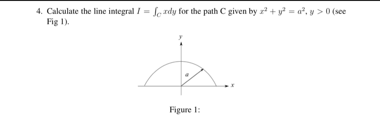 Calculate the line integral I = C x d y for the