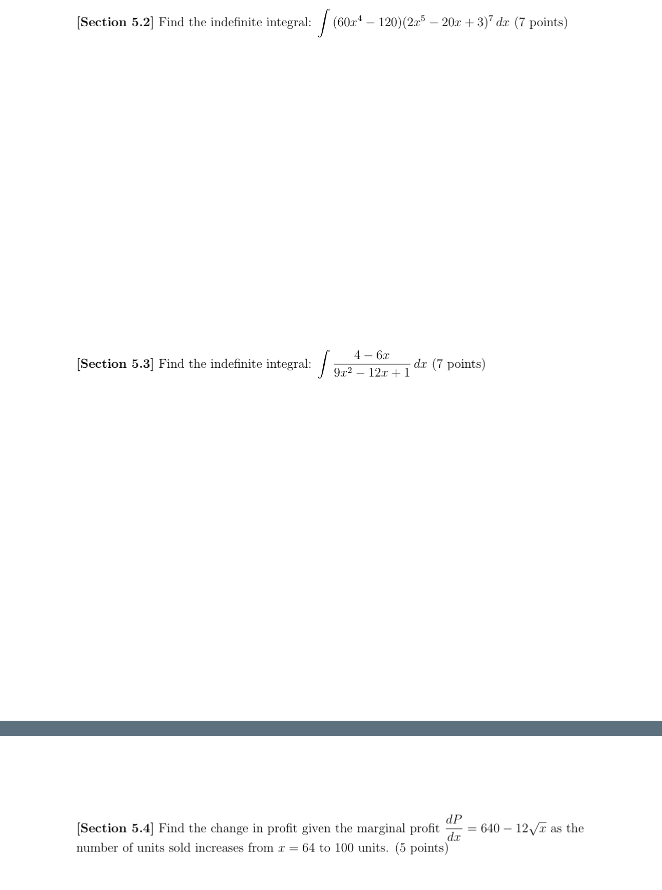 [ Section 5 . 2 ] Find the indefinite integral: (