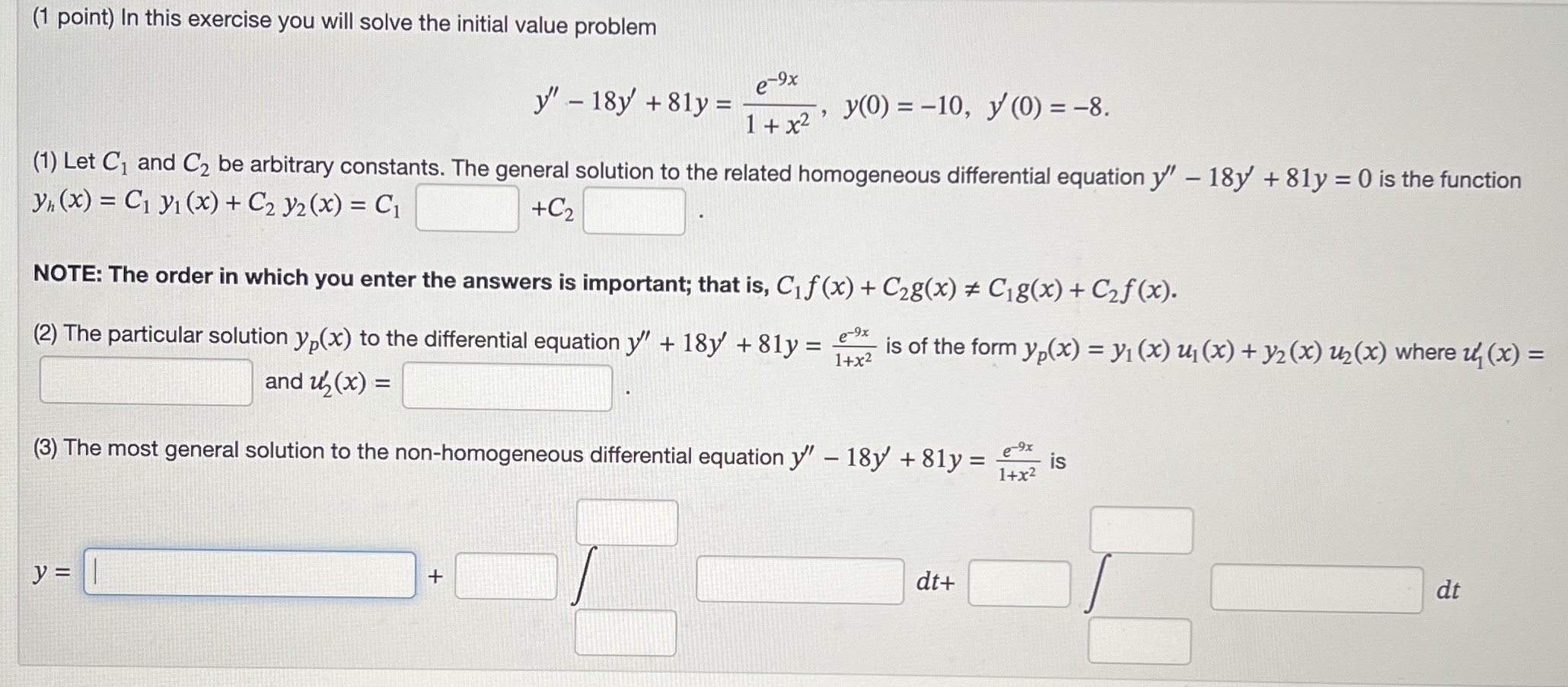 ( 1 point ) In this exercise you will solve the