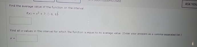 Find the average value of the function on the