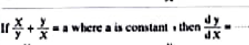 If x y + y x = a where a is constant , then d y d