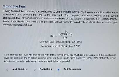 Mixing the Fuel Hawing finalized the container,