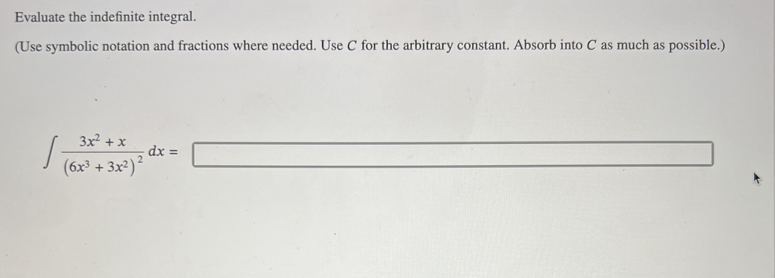 Evaluate the indefinite integral. ( Use symbolic