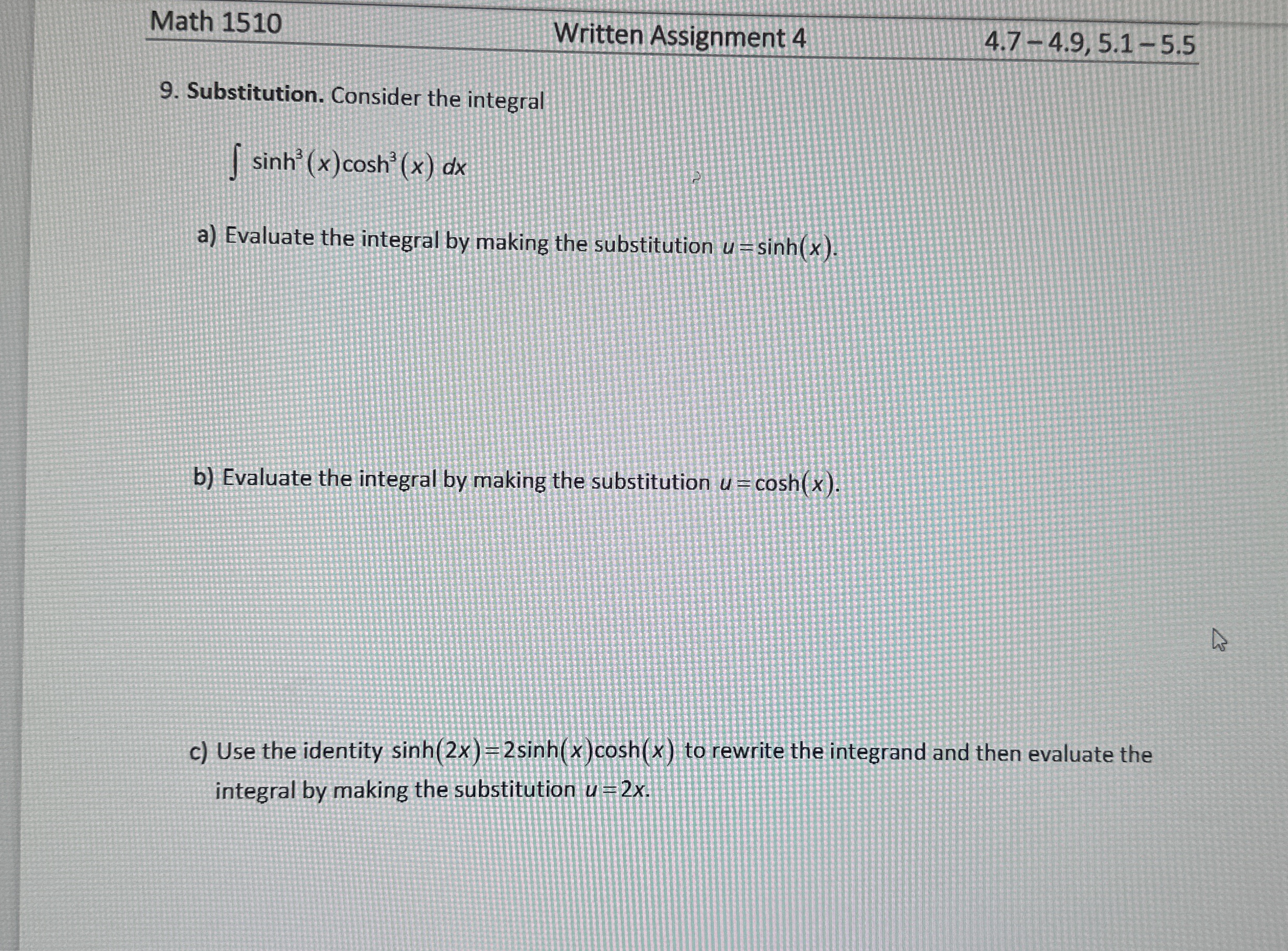 Math 1 5 1 0 Written Assignment 4 4 . 7 - 4 . 9 ,