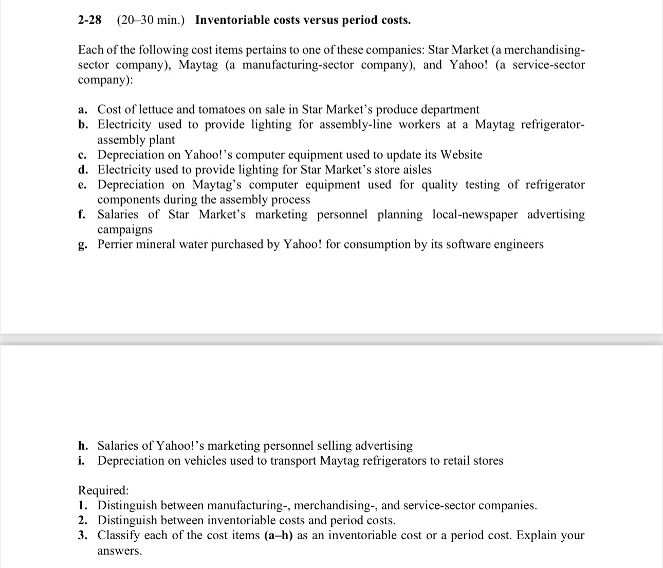 2 - 2 8 ( 2 0 - 3 0 min. ) Inventoriable costs