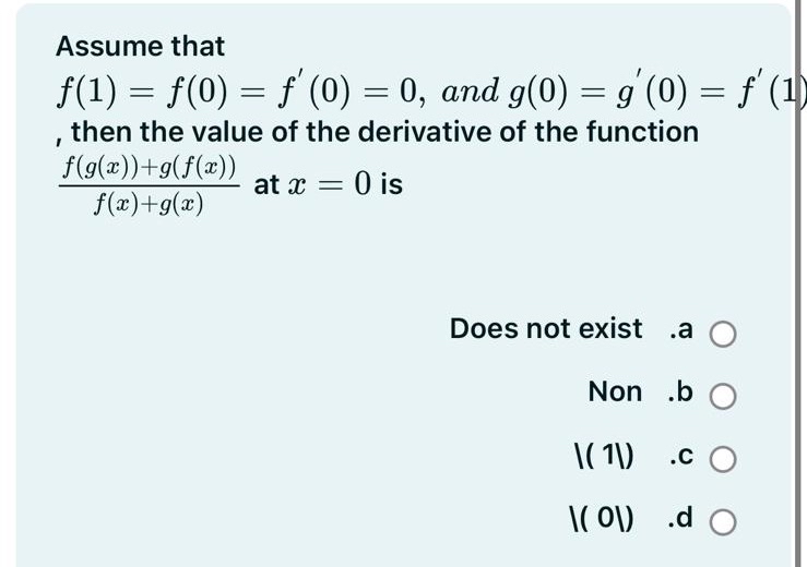 Assume that f ( 1 ) = f ( 0 ) = f ' ( 0 ) = 0 ,