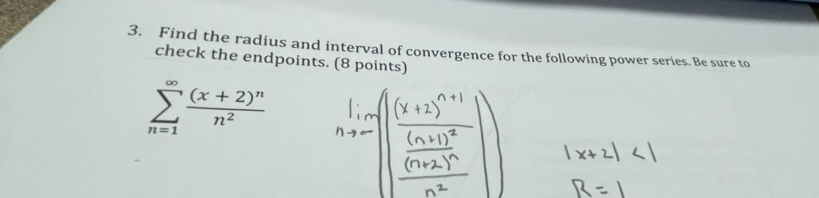 Find the radius and interval of convergence for