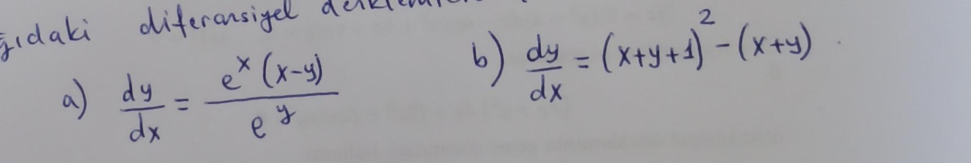 solve differential equations a ) d y d x = e x (