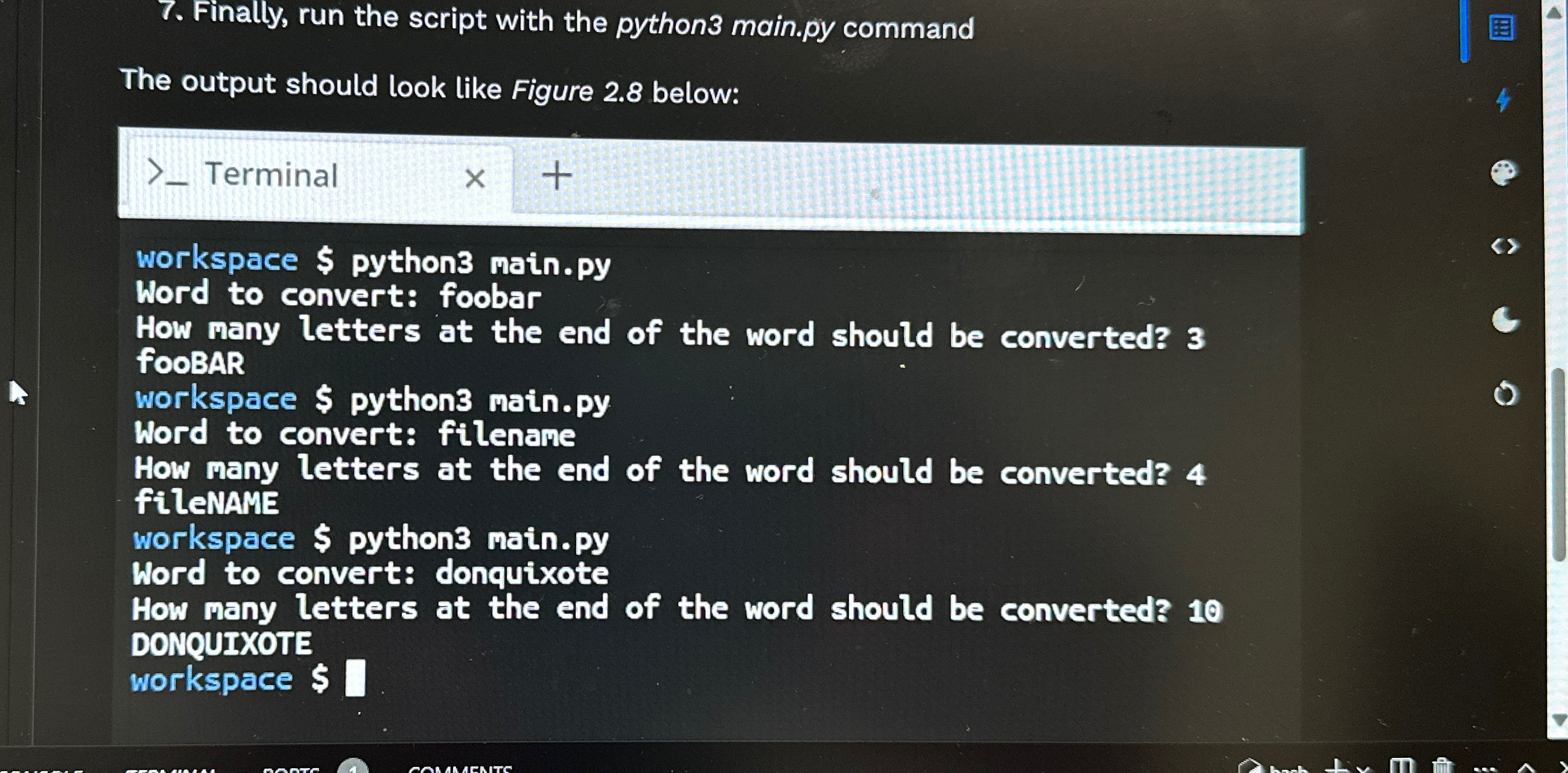Finally, run the script with the python 3 main.py