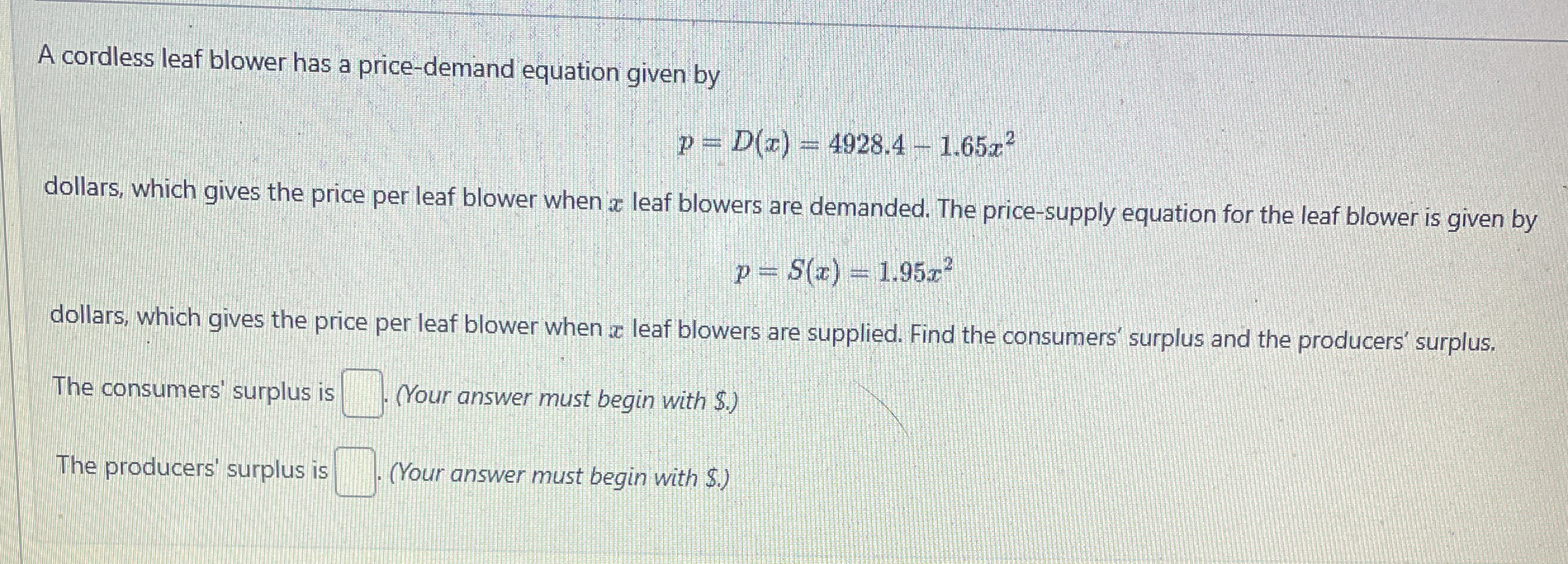 A cordless leaf blower has a price - demand