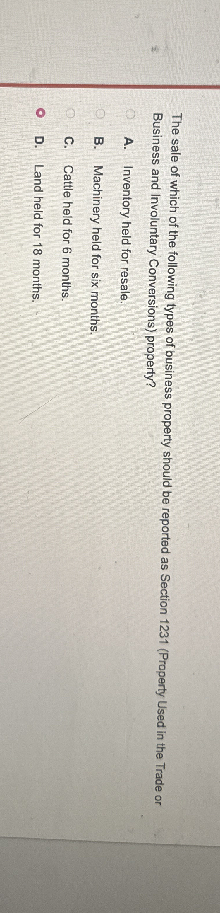 The sale of which of the following types of