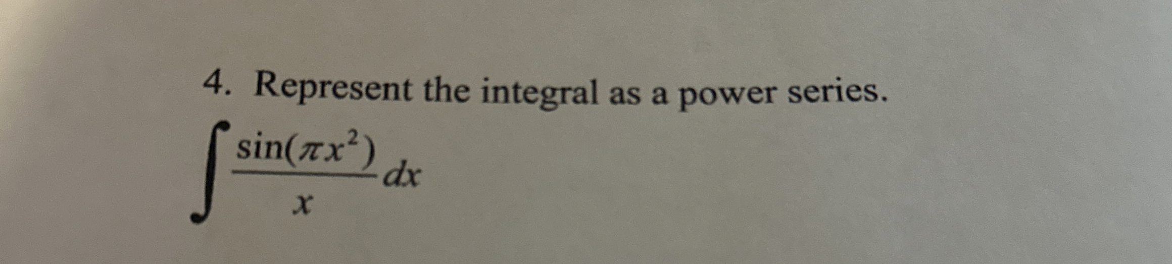 Represent the integral as a power series. s i n (