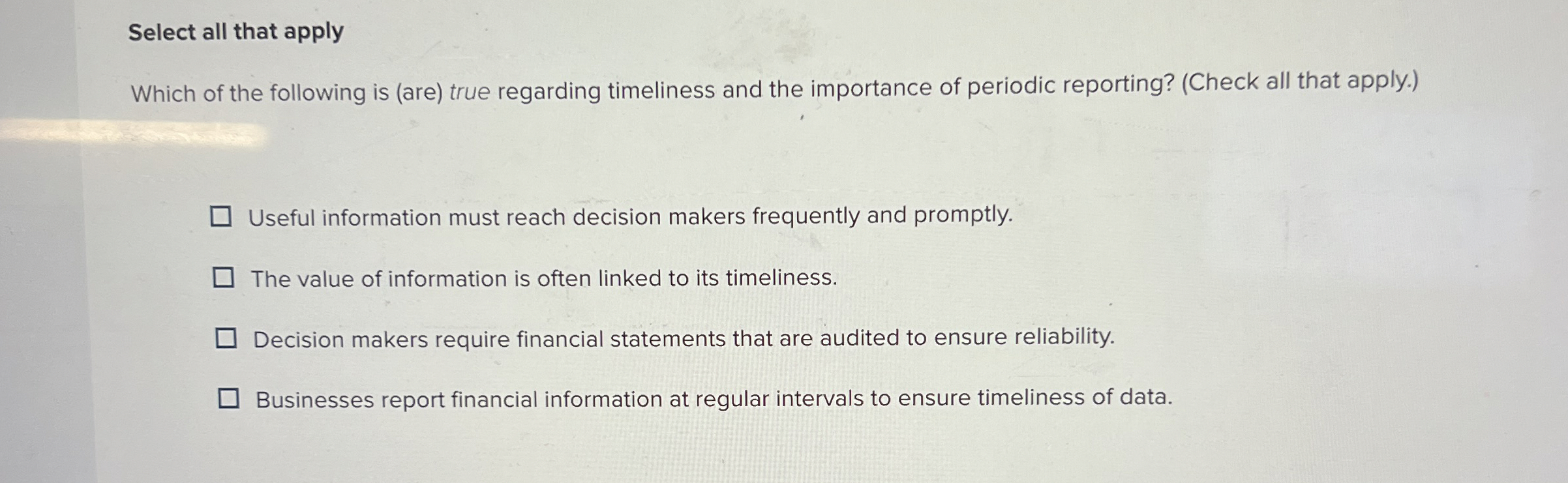 Select all that apply Which of the following is (