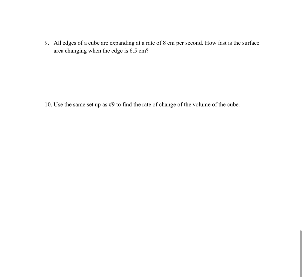 All edges of a cube are expanding at a rate of 8