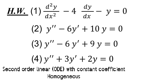 ( ) . ( 1 ) d 2 y d x 2 - 4 d y d x - y = 0 ( 2 )