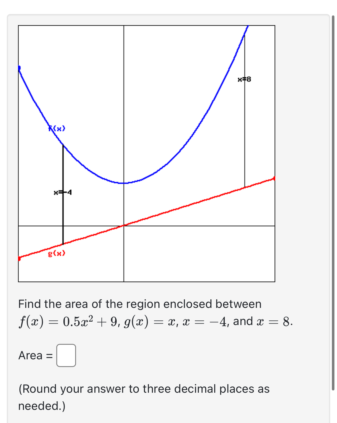 Find the area of the region enclosed between f (