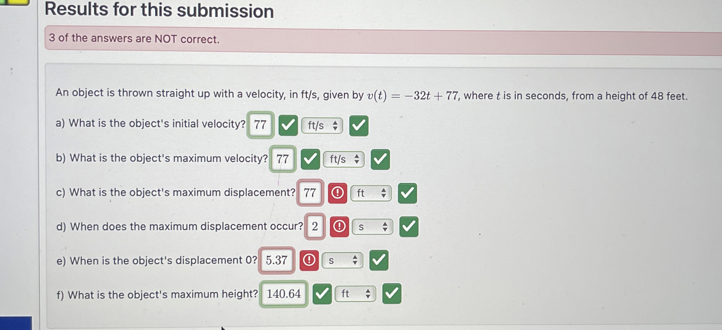 Results for this submission 3 of the answers are