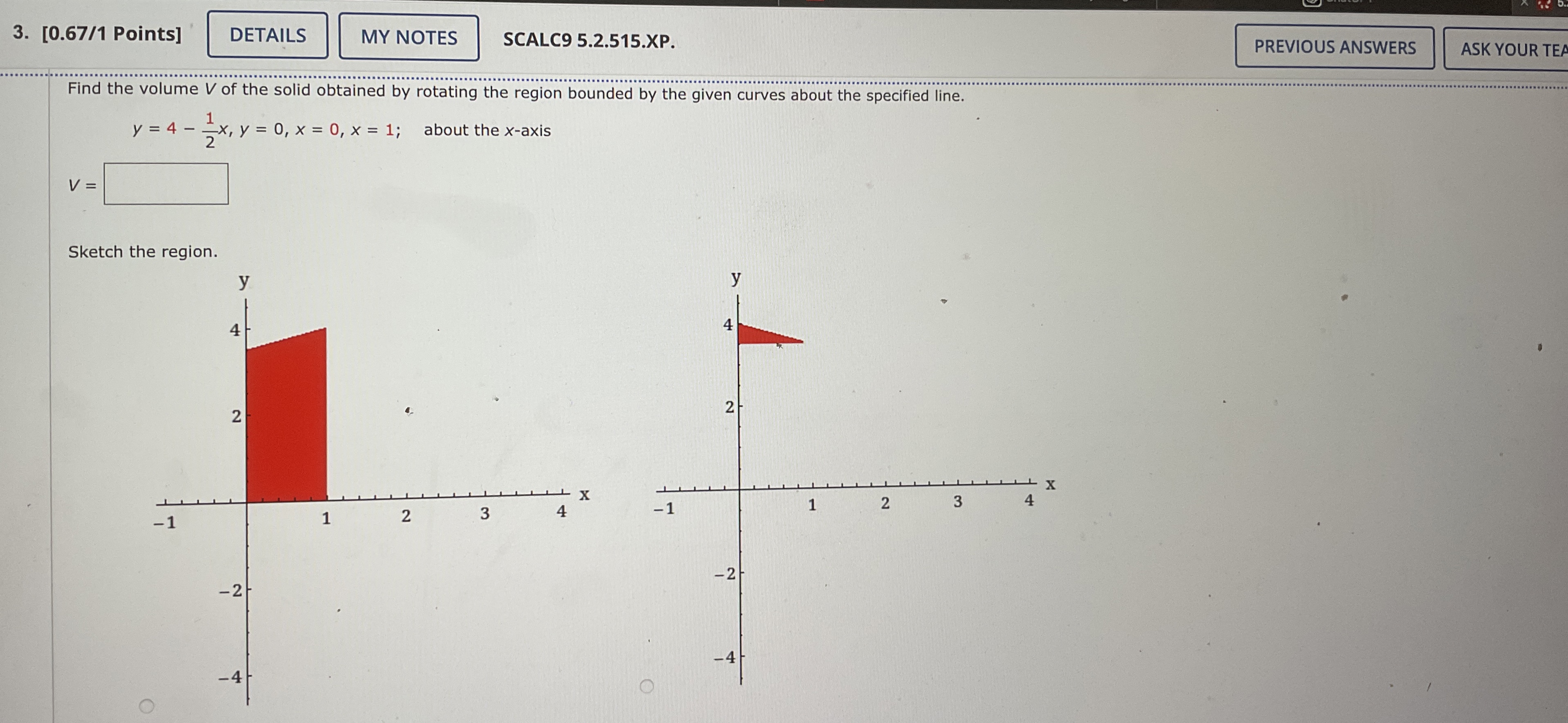 [ 0 . 6 7 / 1 Points ] SCALC 9 5 . 2 . 5 1 5 . XP