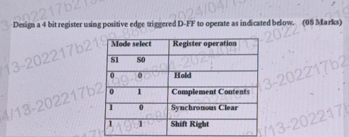 Design a 4 bit register using positive edge