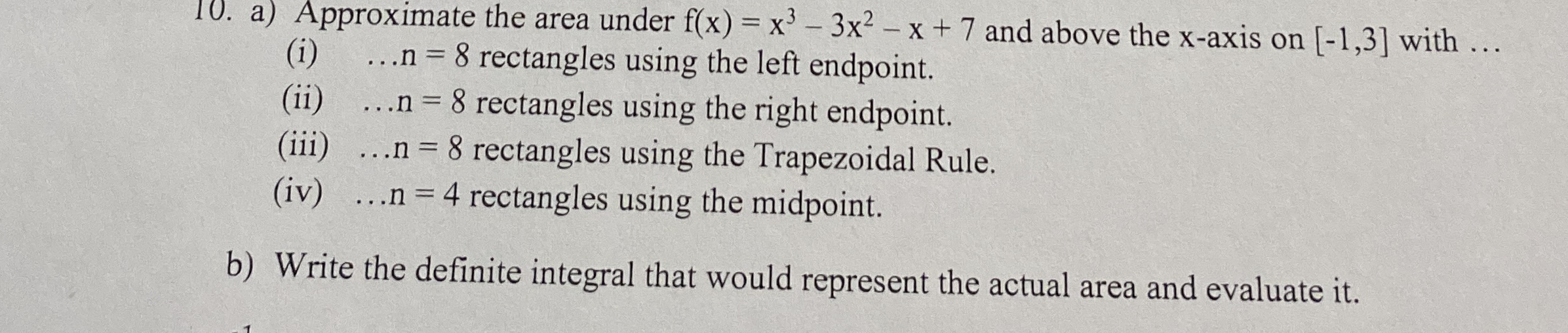 a ) Approximate the area under f ( x ) = x 3 - 3