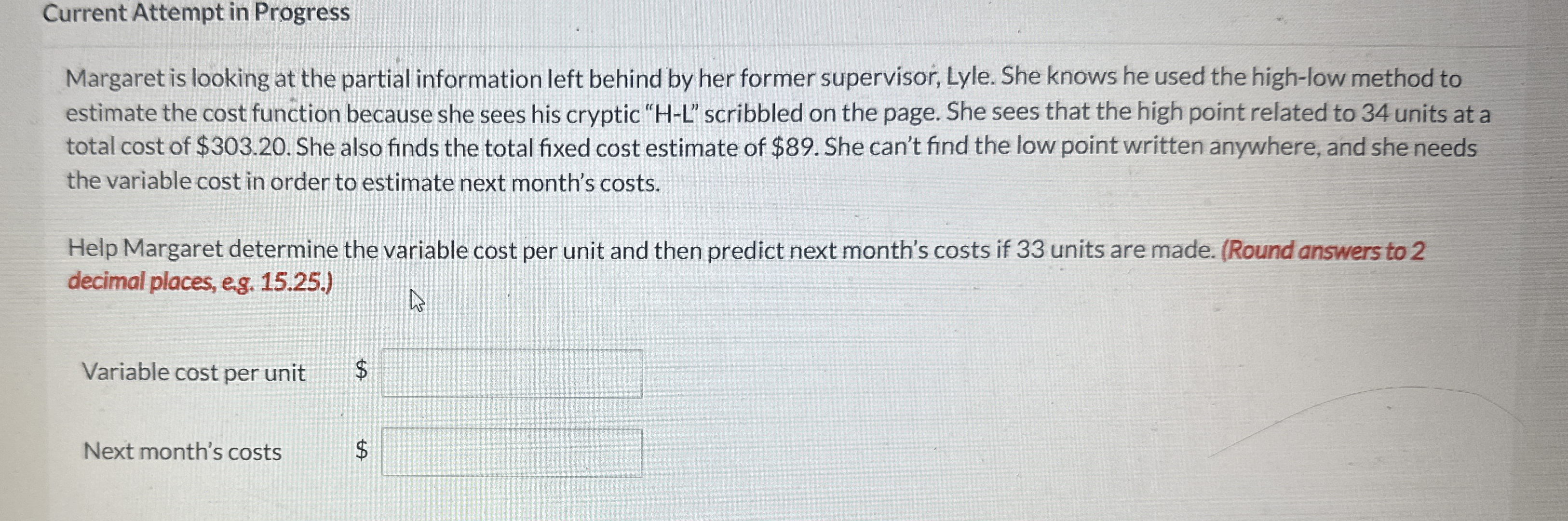 Current Attempt in Progress Margaret is looking