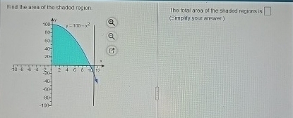 Find the area of the shaded region The total area