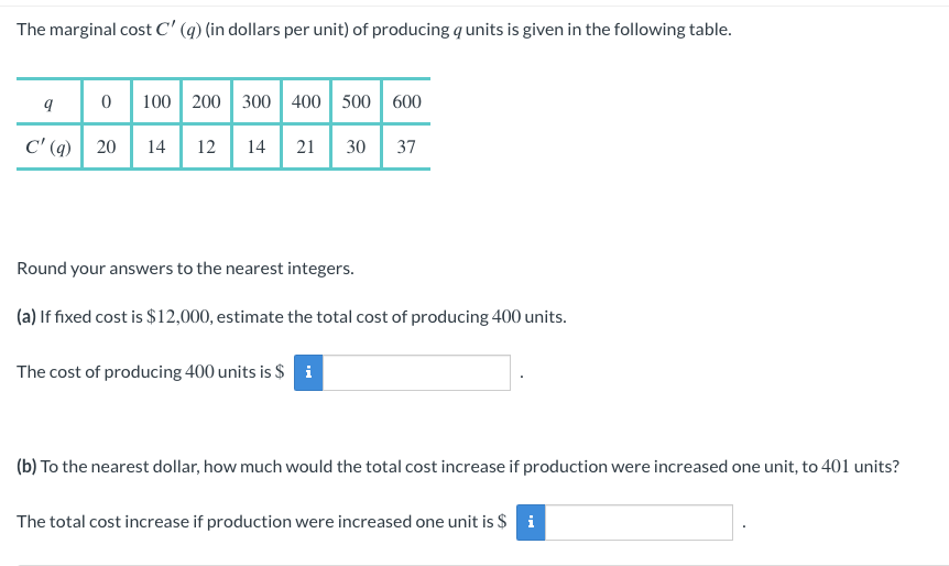 The marginal \ ( \ operatorname { cost } C ^ { \