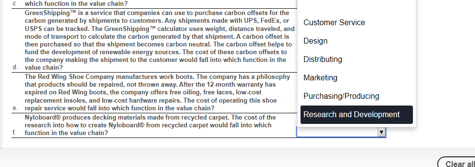 c which function in the value chain?