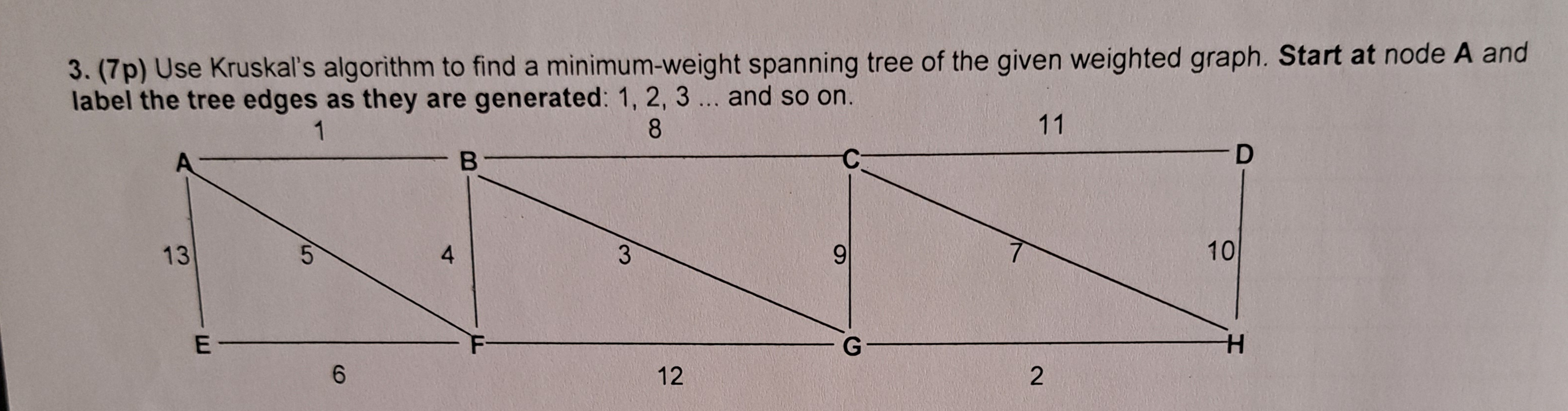 Use Kruskal's algorithm to find a minimum -
