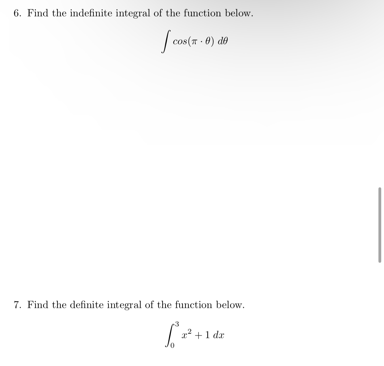Find the indefinite integral of the function