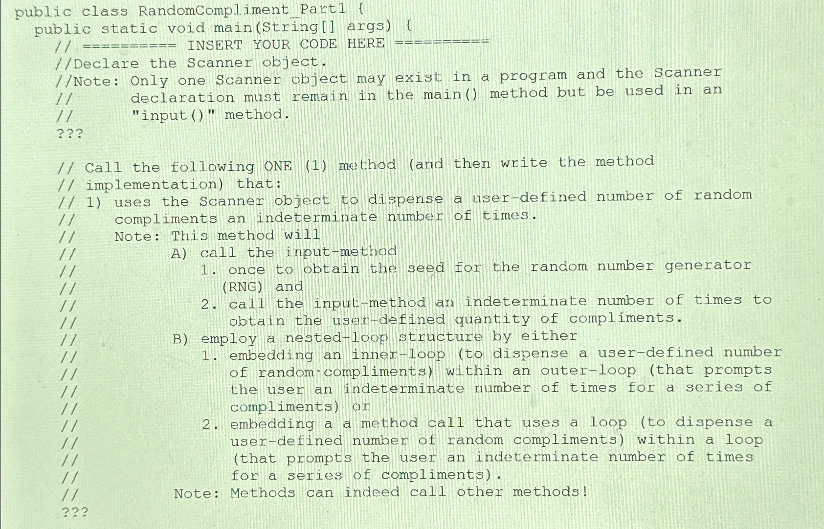 to receive full credit: instance, variable /