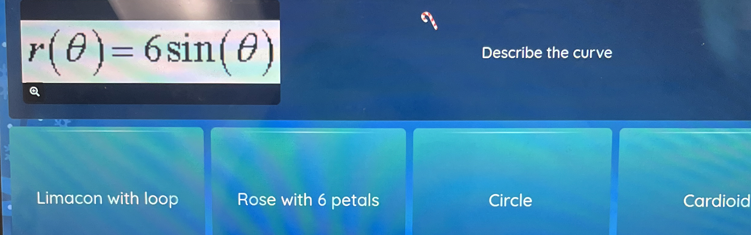 r ( ) = 6 s i n ( ) Describe the curve Limacon