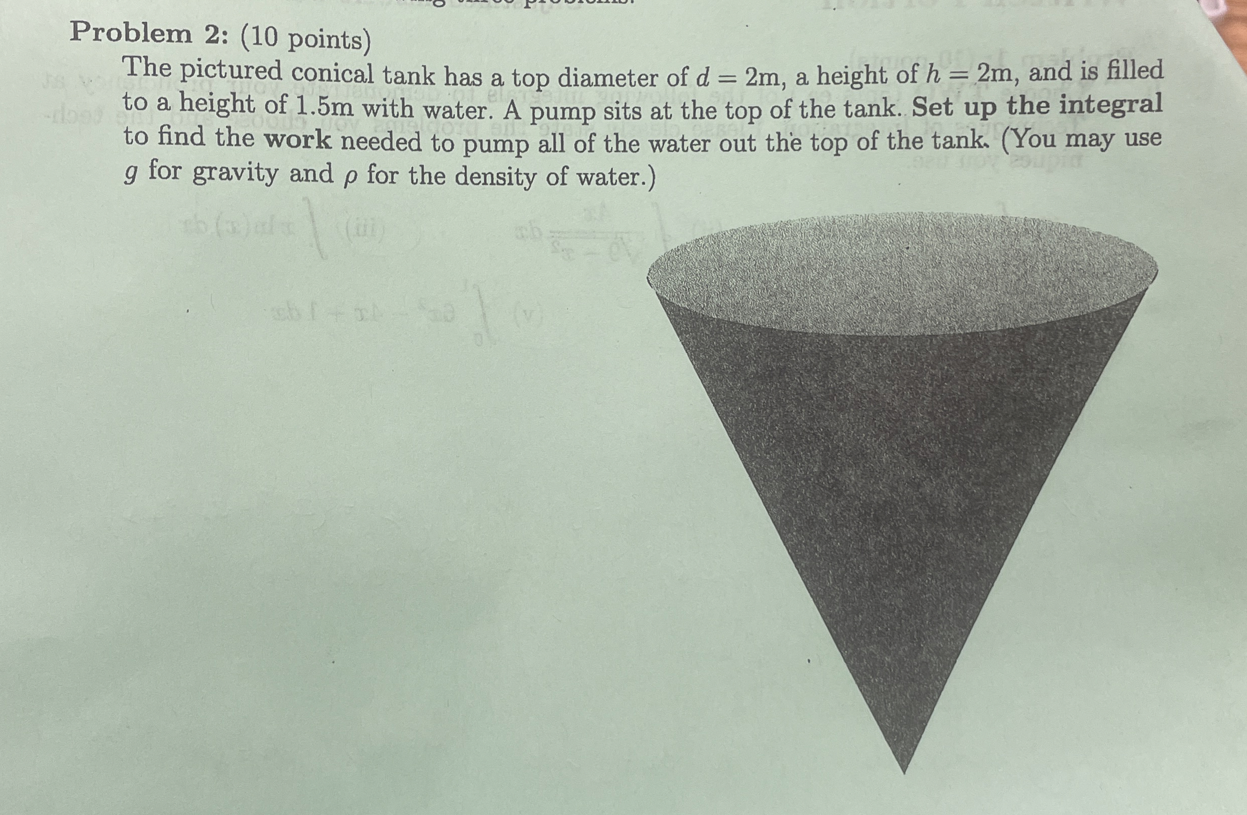 Problem 2 : ( 1 0 points ) The pictured conical