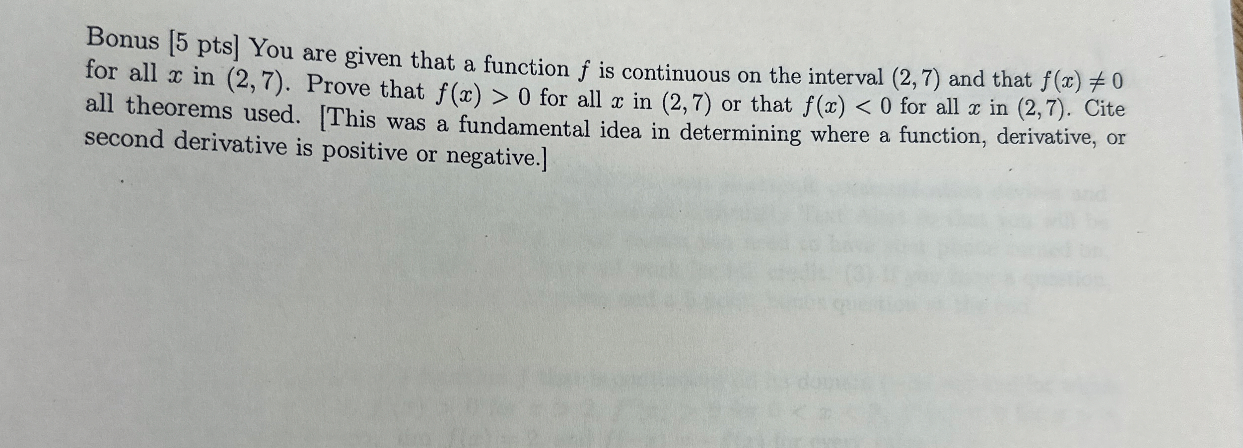 Bonus [ 5 pts ] You are given that a function f
