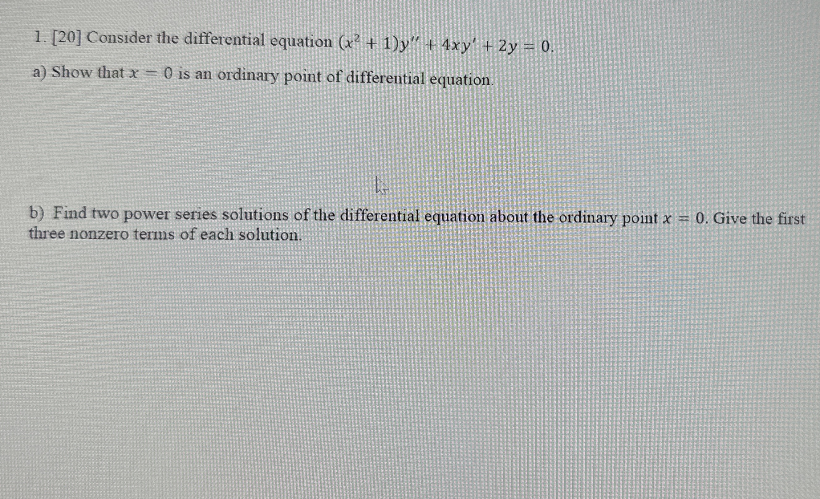 [ 2 0 ] Consider the differential equation ( x 2