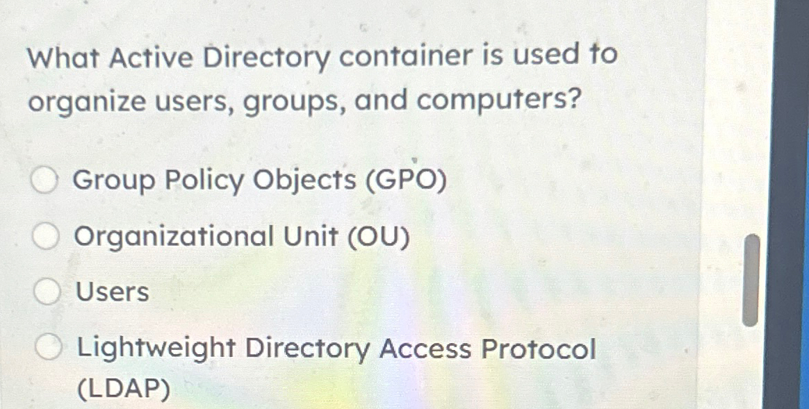 What Active Directory container is used to