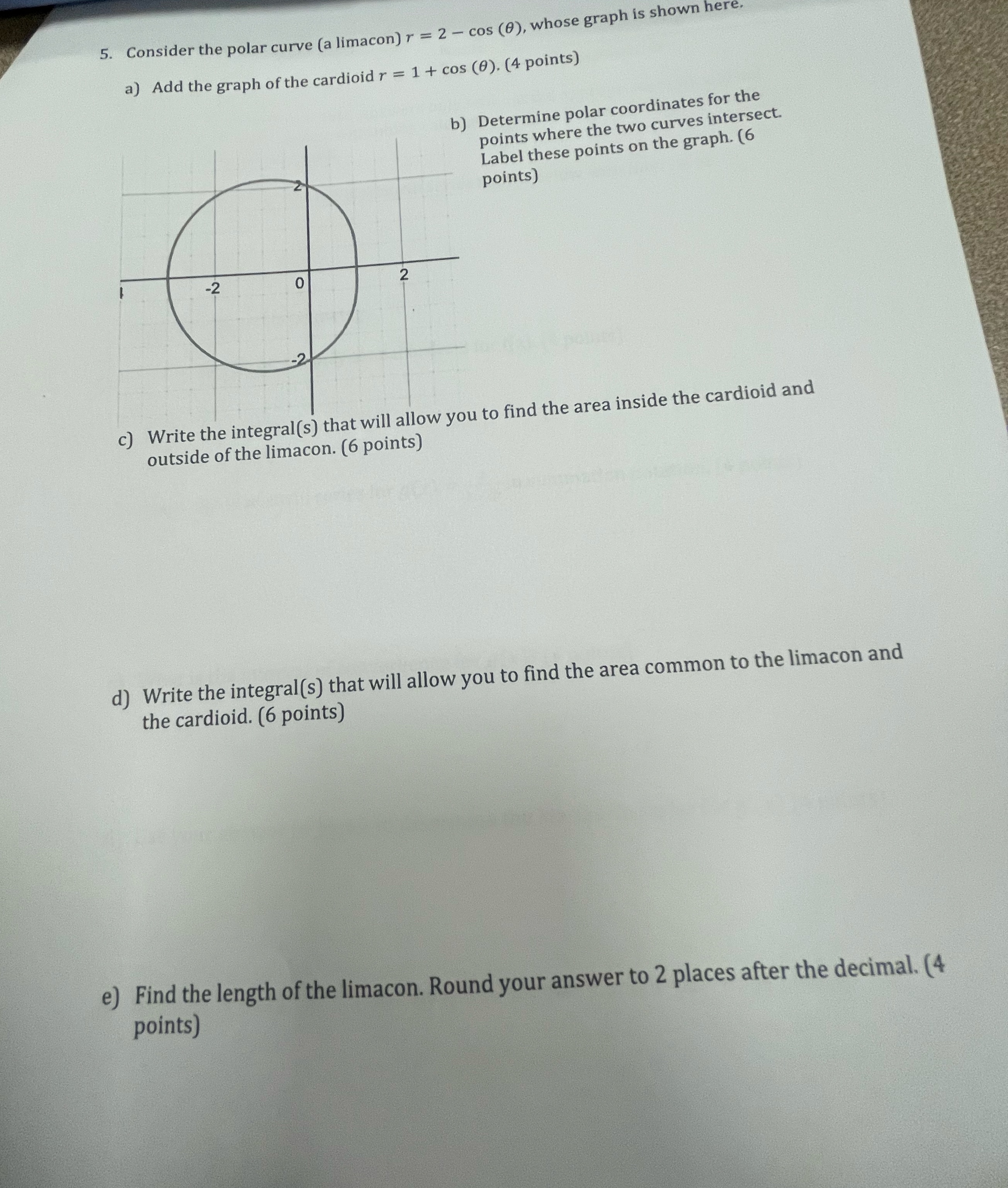 Consider the polar curve ( a limacon ) r = 2 - c