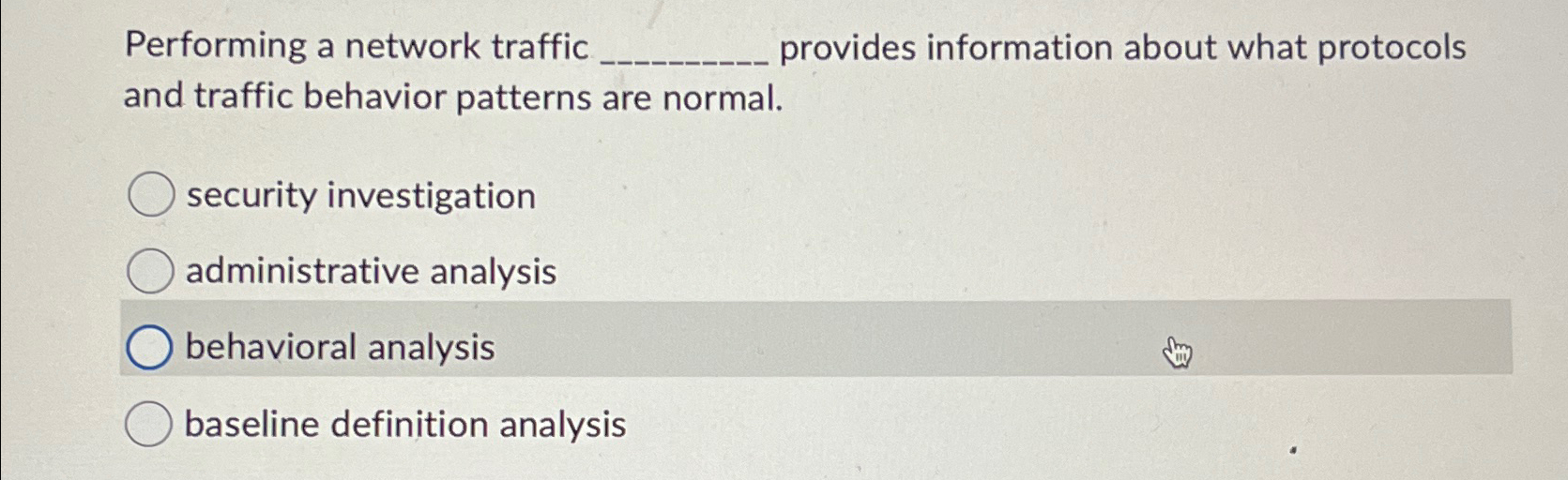 Performing a network traffic provides information