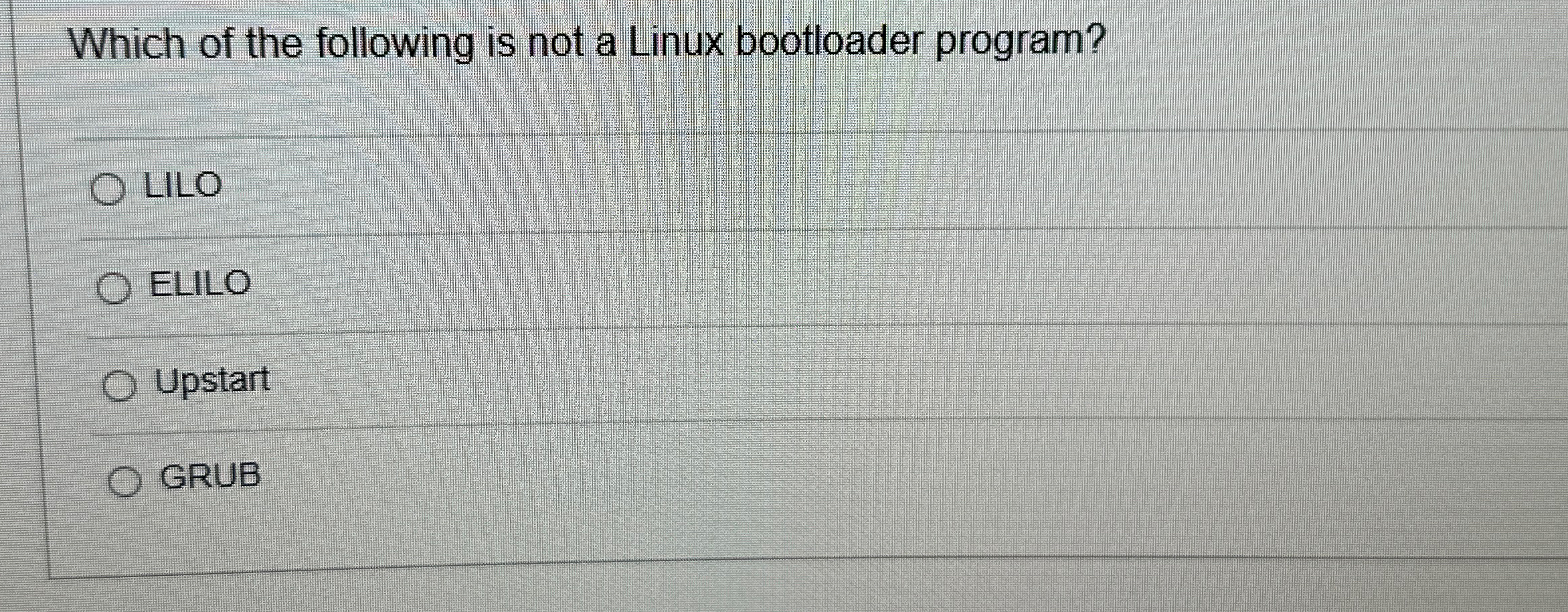 Which of the following is not a Linux bootloader