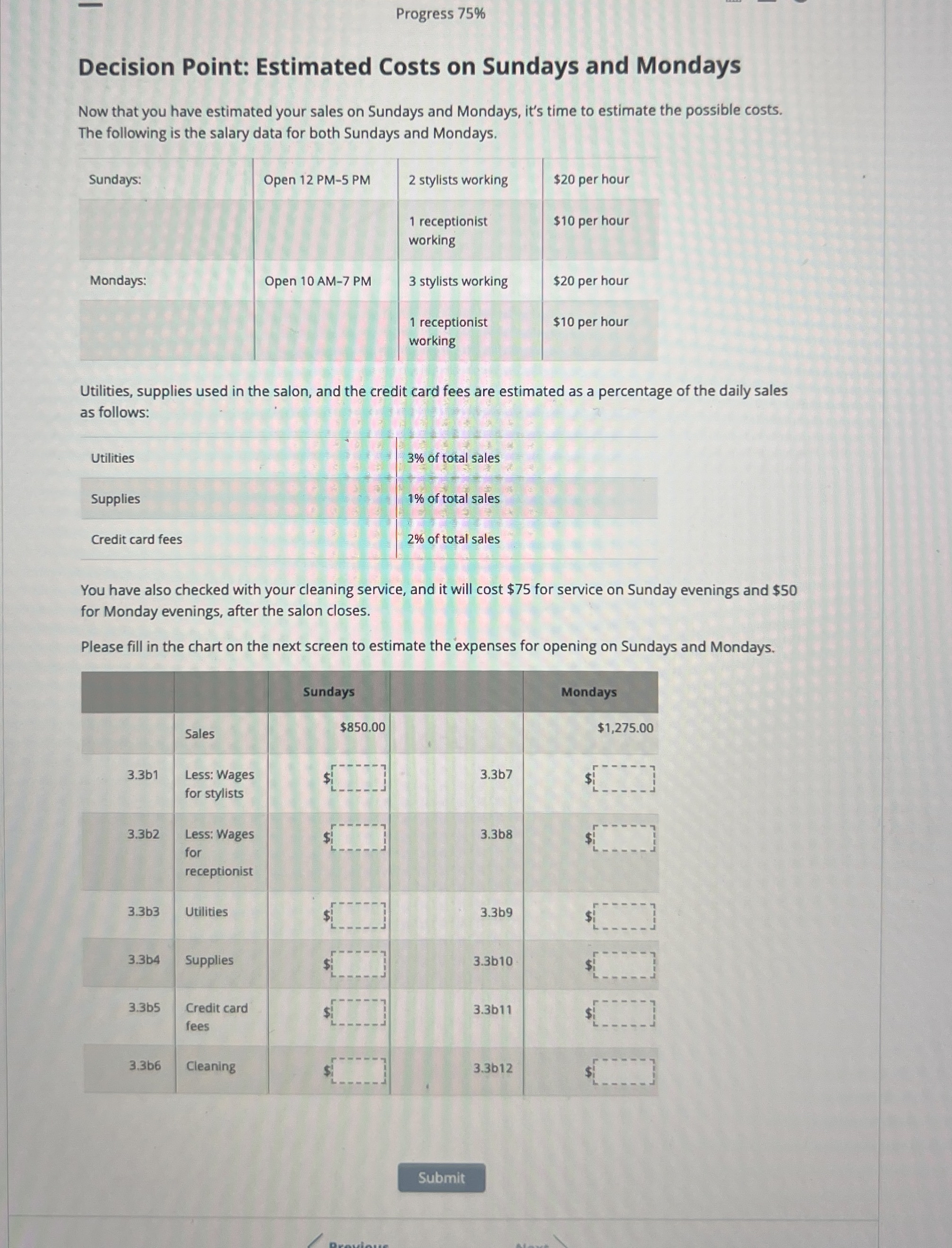 Progress 7 5 % Decision Point: Estimated Costs on