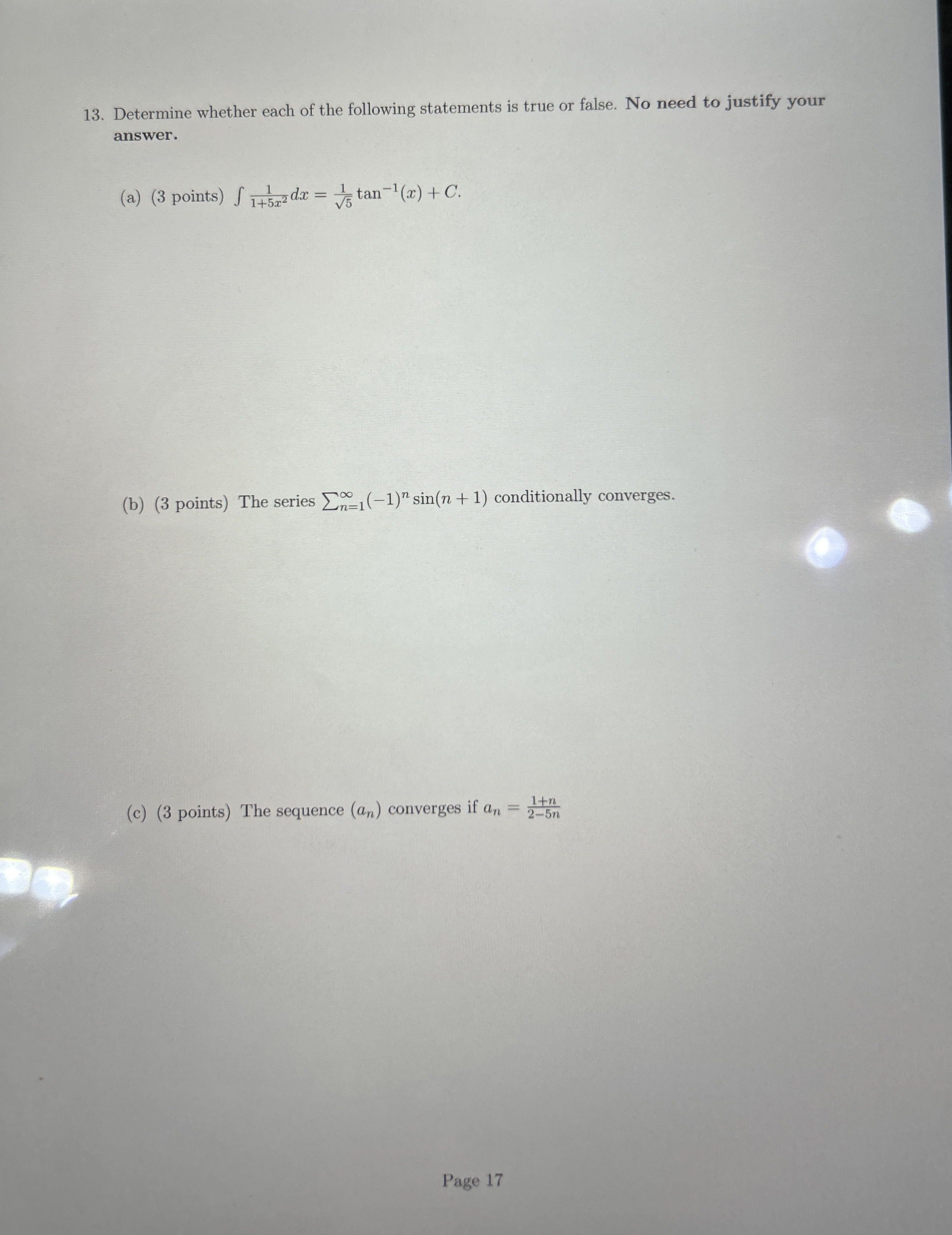 Determine whether each of the following