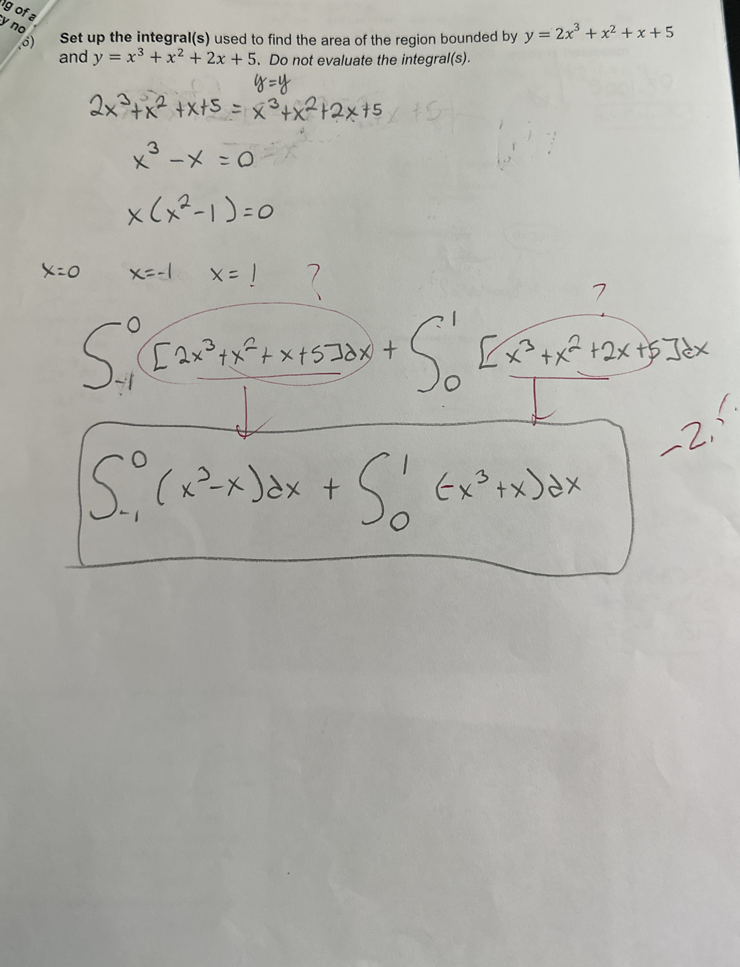 o ) Set up the integral ( s ) used to find the
