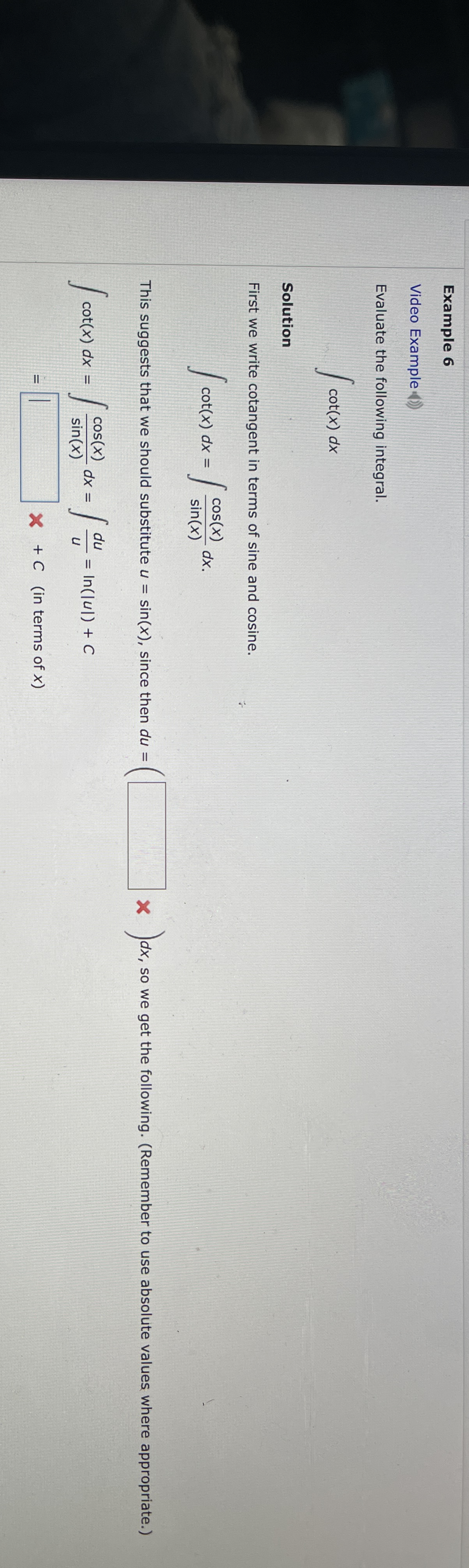 Example 6 Video Example Evaluate the following