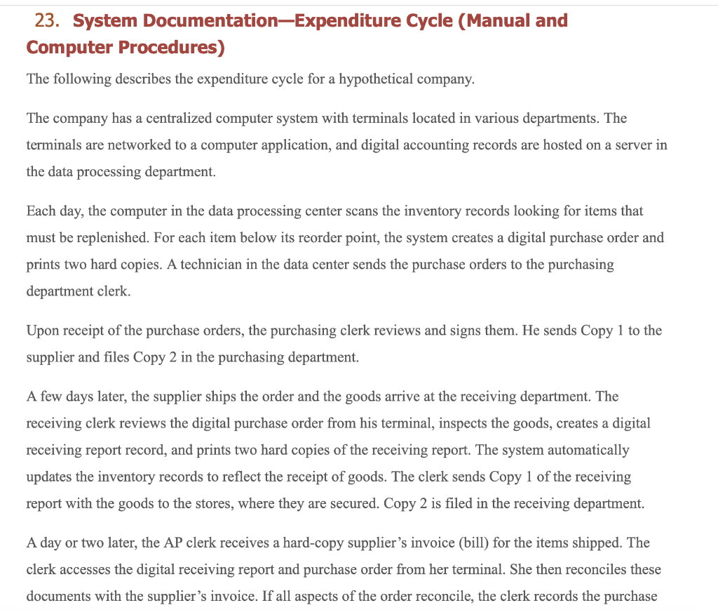 2 3 . System Documentation Expenditure Cycle (