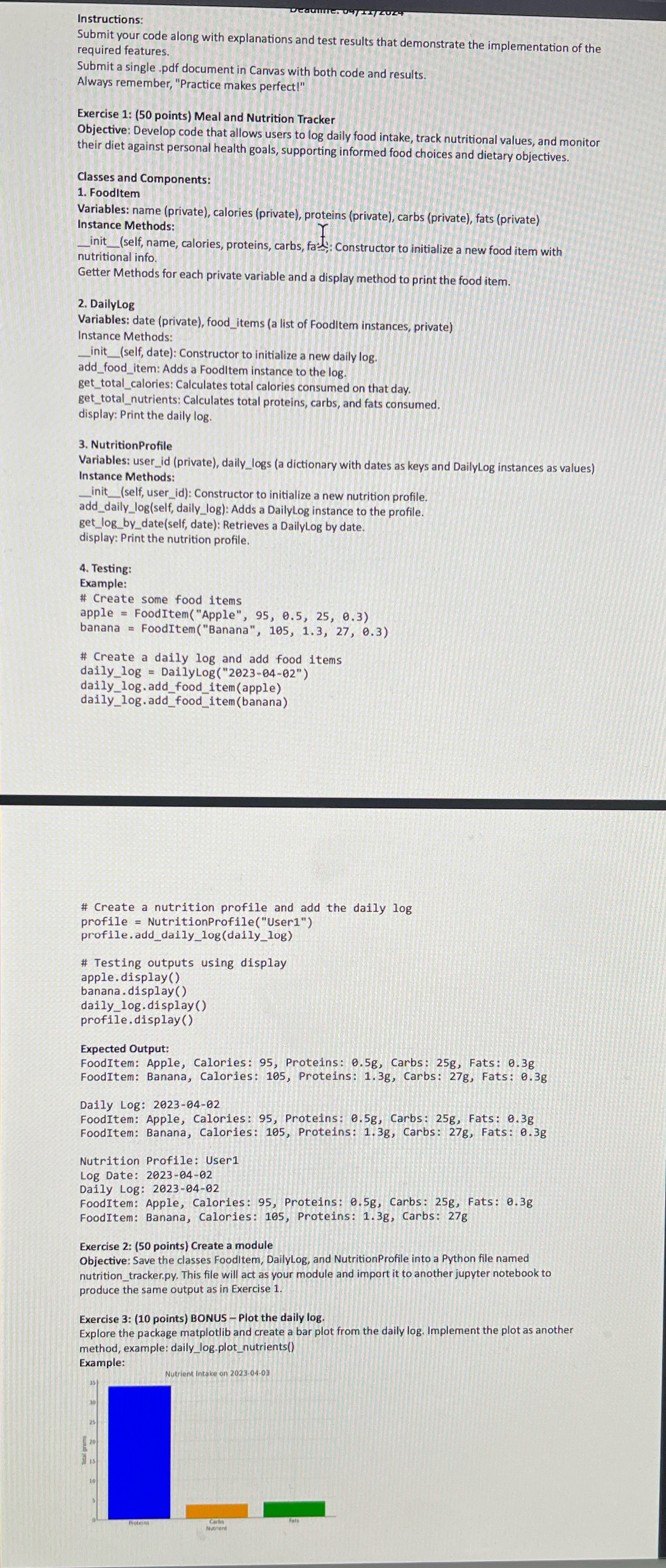 Instructions: Submit your code along with