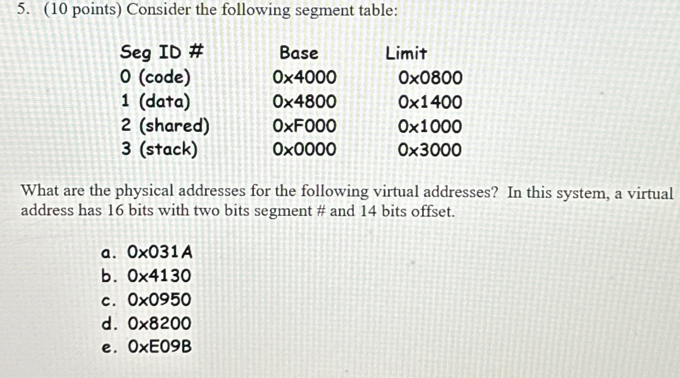 ( 1 0 points ) Consider the following segment