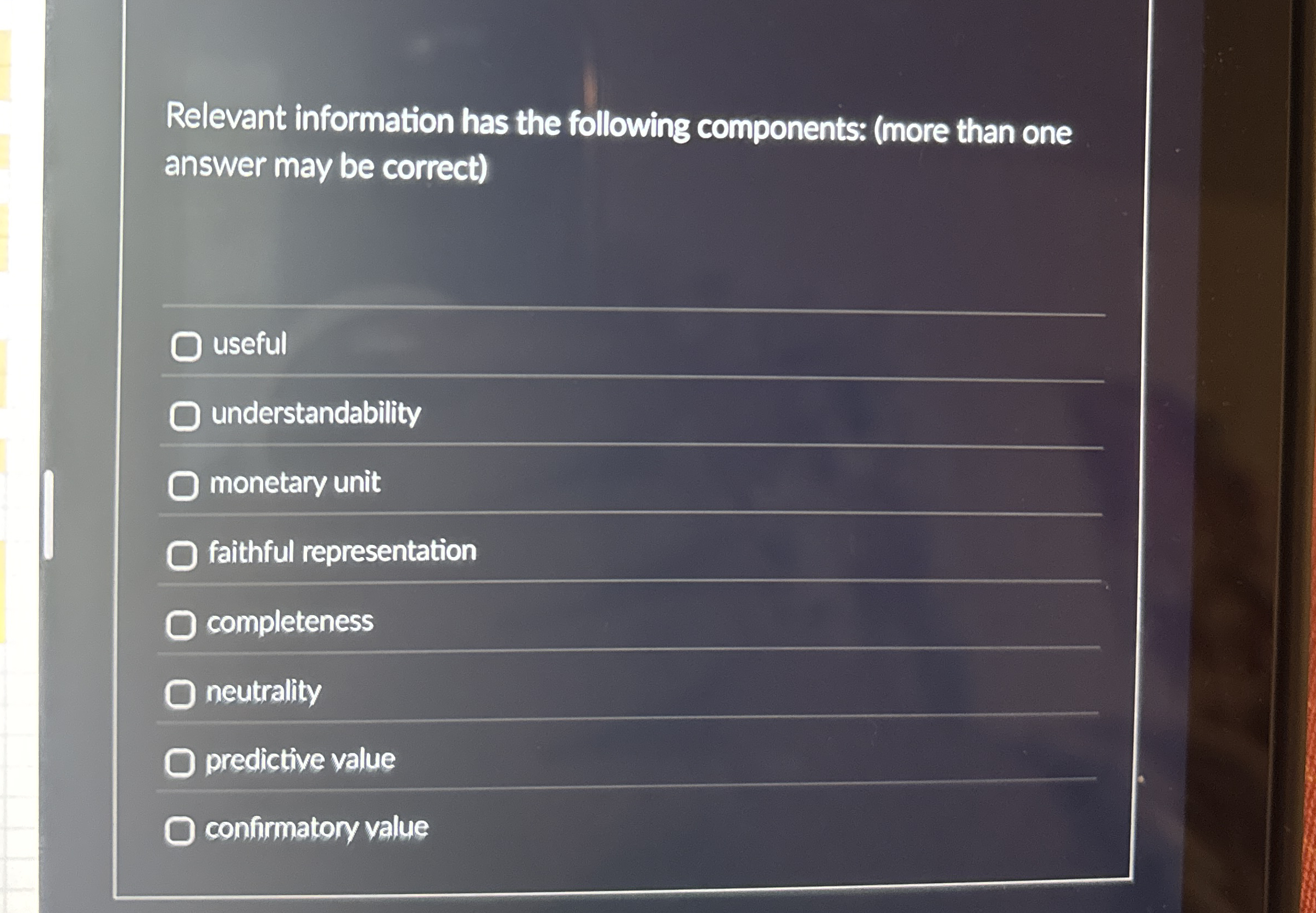 Relevant information has the following