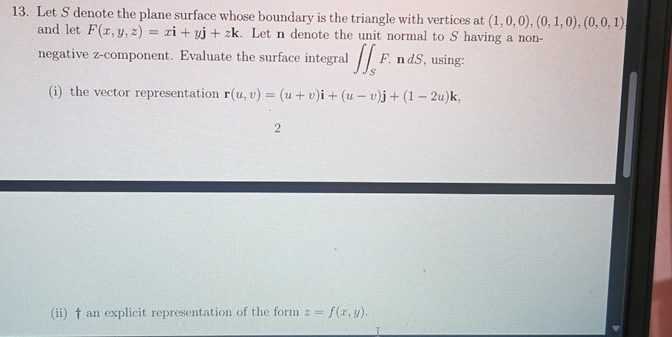 Let S denote the plane surface whose boundary is